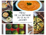 Menu de la semaine - Du 13 au 19 janvier