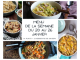 Menu de la semaine - Du 20 au 26 janvier