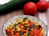 Poêlée de courgette, tomates, pois chiches et chorizo