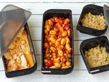 Repas complet au four avec le Combo Cook : poulet au chorizo, gnocchis et crumble aux fruits