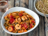 Wok de crevettes et légumes au TM7