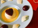 Panna Cotta vanillée & coeur de framboises sous dôme au chocolat blanc