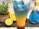 Cocktails à étages tricolores : bleu-blanc-rouge en 2 versions : avec ou sans alcool