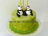 Gâteau Panda, modelages en pâte à sucre