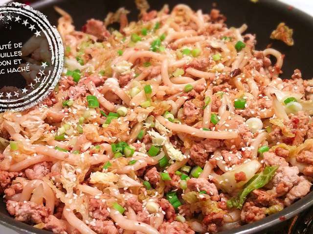 Nouilles udon à la viande de porc hachée Recette