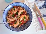 Salade de haricots blancs à l’espagnole (crevette, chorizo, piquillos)