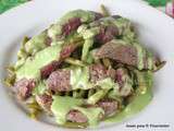 Entrecôte haricots verts, sauce ail-persil-coriandre