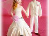 Couple de mariés  blanc et rose pâle 
