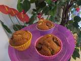 Muffins au son de blé, pomme, cannelle et pépites de chocolat ; cmum