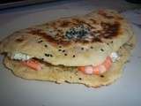 Cheese naan aux crevettes