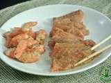 Sashimis de crevettes et saumon