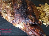 Gigot d'agneau aux anchois, mogettes et olives