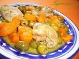 Tajine zitoune (poulet aux olives et aux carottes)