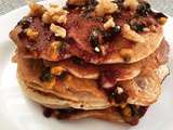Pancake avoine , coulis myrtille passions noix