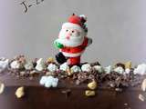 Roulé de Noël [Bûche roulée au Chocolat Lait miel-Nougat- pralin- pistaches concassés et glaçage au Nutella ]