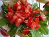 Bruschettas à la roquette et concassé de tomates au balsamique