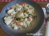 Chaudrée de noix de Saint-Jacques, cabillaud et crevettes à la crème