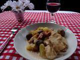 Filets de poulet aux pommes de terre, champignons et sauce au parmesan