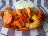 Poêlée de carottes au pamplemousse et crevettes