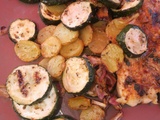 Rondelles de courgettes et pommes de terre marinée aux épices Cajun, à la plancha