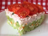 Salade de concombre au surimi et crème de jambon -light