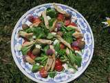 Salade de mâche, poulet, feta, tomates et olives