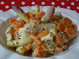 Sauté de poulet aux asperges et carottes sauce crémeuse moutardée -light