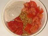 Lentilles #lentils #veggiebowl #tomatoes #peppers #soydressing