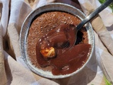 Coulant au chocolat noir coeur chocolat blanc