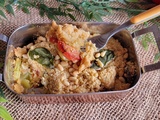 Crumble aux tomates, courgettes, basilic et chèvre