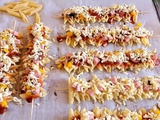 Originale de brochettes de penne façon pizza