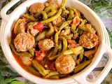 Poêlée haricots verts, tomates et saucisse de Toulouse