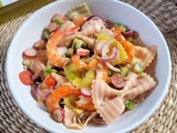 Salade de farfalle multicolores aux crevettes et vinaigrette citronnée