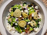 Salade de tétragone, crudités et feta