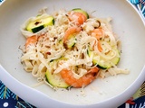 Tagliatelles au citron, sauce aux courgettes et crevettes au Thermomix