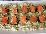 Tataki de Saumon sauce ail et miel, guacamole