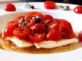 Fleur de tomate-mozzarella/Pancake moutarde et thym citron