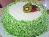 Gâteau d'Anniversaire Vert et Blanc (Kiwi, Framboise et Coco)