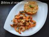 Crevettes à l'ail et riz jasmin aux légumes