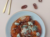 Potimarron rôti au four au fromage bleu, miel et noix de pécan