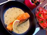 Repas à 350 kcal : Saumon à l'oseille, carpaccio de tomates et fromage frais aux mûres