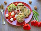 Repas minceur - Galette de sarrasin, tomates mozza, salade de courgette aux noix