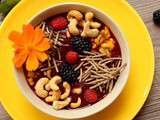 Smoothie-bowl sanguinolent aux myrtilles et fruits rouges
