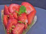 Tarte aux fraises et crème pistache amandes