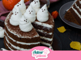Layer cake chocolat et fantômes meringue