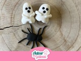 Modelage halloween fantôme et araignée en pâte à sucre