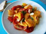 Assiette toute en saveur avec tomates (ananas...), pourpier, menthe et oignon doux de Lézignan