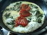 Deux omelettes verdure, tomate confite, champignons, fromage