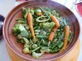 Légumes printaniers croquants, à la vapeur douce puis au wok