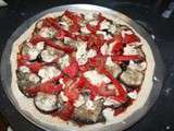 Pizza tomate, aubergine poivron mozzarelle
